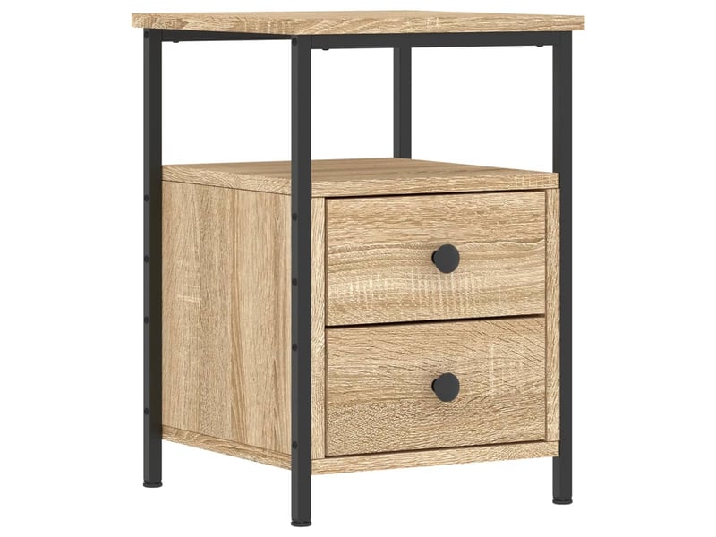  Lot de 2 tables de chevet - cabinet de chevet - table de nuit chêne sonoma 34x35,5x50cm bois ingénierie  - Conforama D
