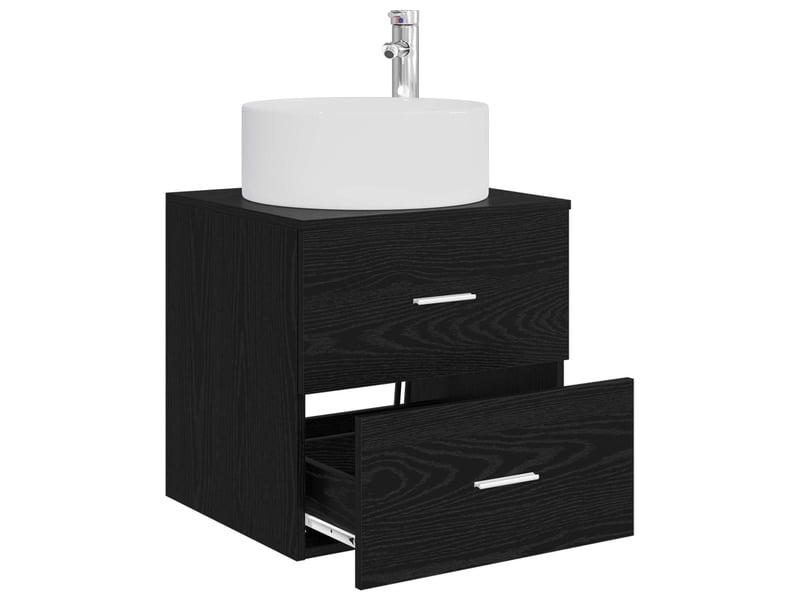 Vanité de lavabo mural, meuble de rangement chêne noir 49.5x44.5x65.5 cm - Conforama C