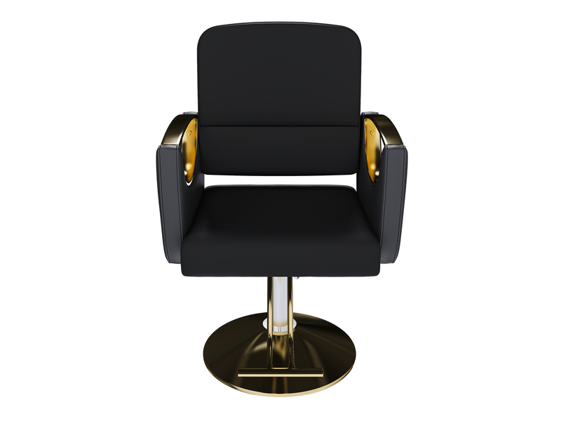  Fauteuil de coiffure hydraulique noir et or, pivotant à 360°, similicuir pu, 1 pièce  - Conforama A