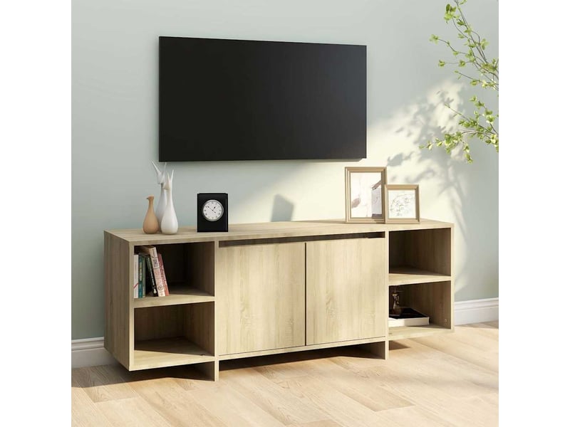  Meuble tv - banc tv - meuble de rangement chêne sonoma 130x35x50 cm bois d'ingénierie  - Conforama C