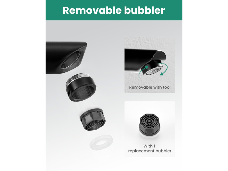  Robinet d'eau froide noir, robinet de lavabo monotrou en acier inoxydable (bouche droite cuite noire) avec tuyau de 60 cm  - Conforama E