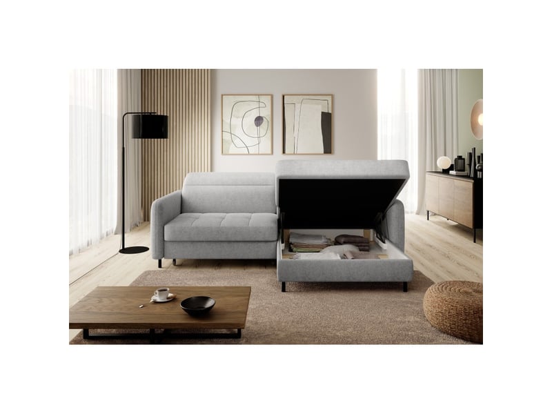  Canapé d'angle collection goumsi coloris gris clair  - Conforama D