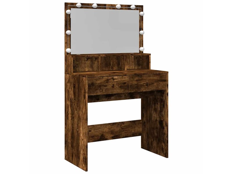  Coiffeuse, table de maquillage avec led chêne fumé 80x41x134,5 cm  - Conforama A