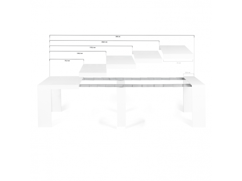 Table console extensible orlando 14 personnes 300 cm bois blanc  - Conforama E