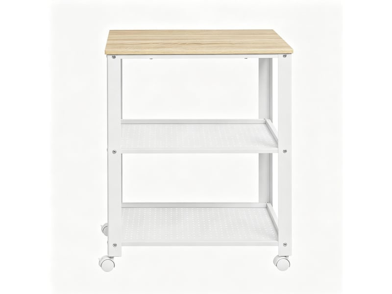 Desserte de cuisine à roulettes 60x40x76 cm – blanc et chêne clair – 3 niveaux de rangement  - Conforama A