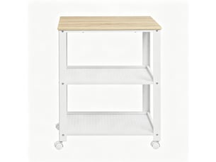 Desserte de cuisine à roulettes 60x40x76 cm – blanc et chêne clair – 3 niveaux de rangement