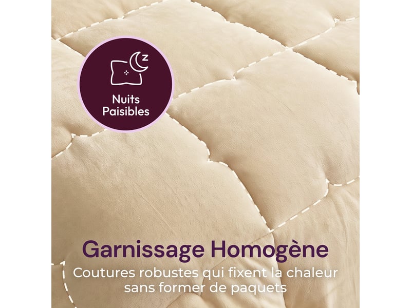  Flandria couette douce réversible polaire, chaude et moelleuse, garnissage 350gsm, 240x260cm, taupe et microfibre blanche  - Conforama E