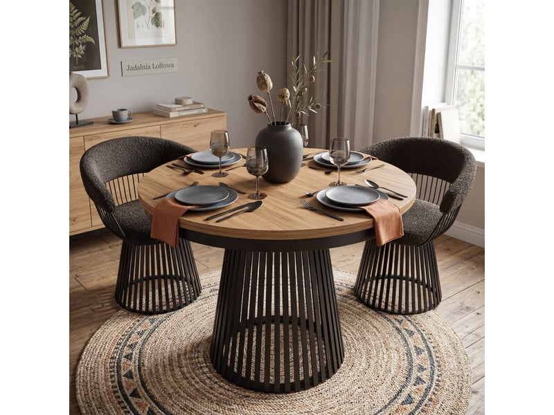  Selsey garda - table à manger ronde extensible - 100 cm - chêne craft dorénoir Garda - Conforama B