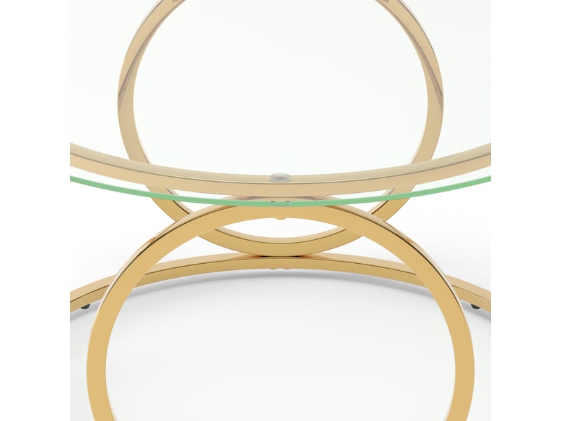  Table basse ronde,80x80x45 cm,verre trempé et métal,doré  - Conforama E