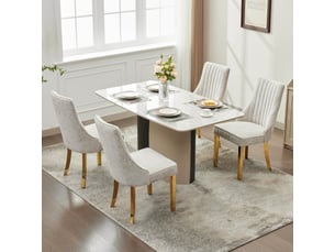 Lot de 2 chaises salle à manger en tissu chenille, piètement en métal, design moderne, confortables