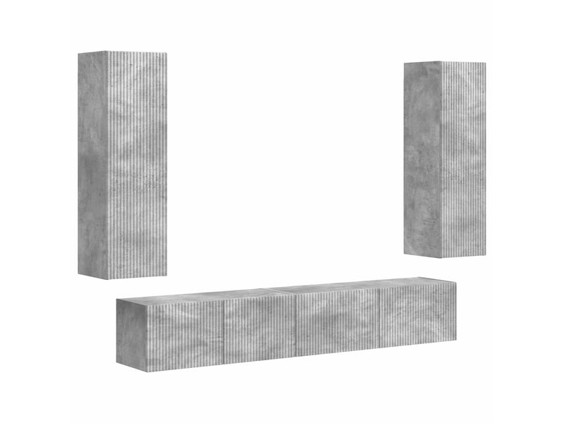  Ensemble meuble tv - banc tv - meuble de rangement 3 pcs gris béton bois d'ingénierie  - Conforama A