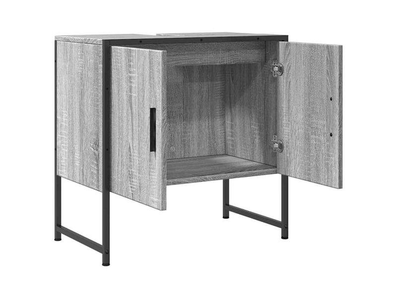  Armoire lavabo salle de bain, meuble de rangement sonoma gris 60x33x60 cm  - Conforama E