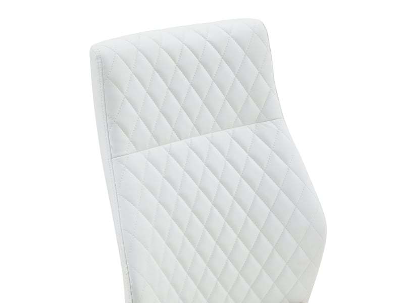  Chaises de salle à manger 2 pièces motif losange blanc, dossier haut et assise rembourrée, piètement métal noir antidérapant et résistant pour restaurant  - Conforama E