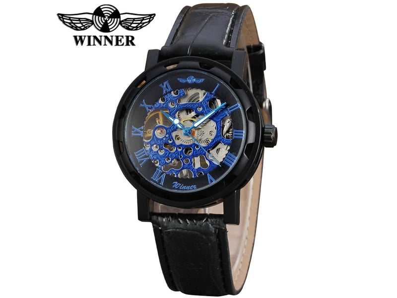(style 8) montre mécanique avec bracelet en cuir squeletté, étanche, décontractée, montre-bracelet.