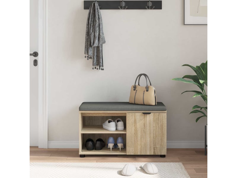  Banc d'entrée, banc interieur avec coussin chêne sonoma 80x38x46 cm shl77141  - Conforama D