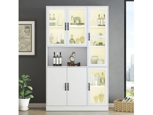Vitrine coloris blanc 4 étagère(s) <strong>DESMIU</strong> <strong></strong> - 120 cmx200 cm