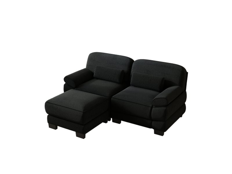  Canapé modulaire d’angle,194x161x94 cm,2 places avec pouf,velours côtelé,noir  - Conforama A
