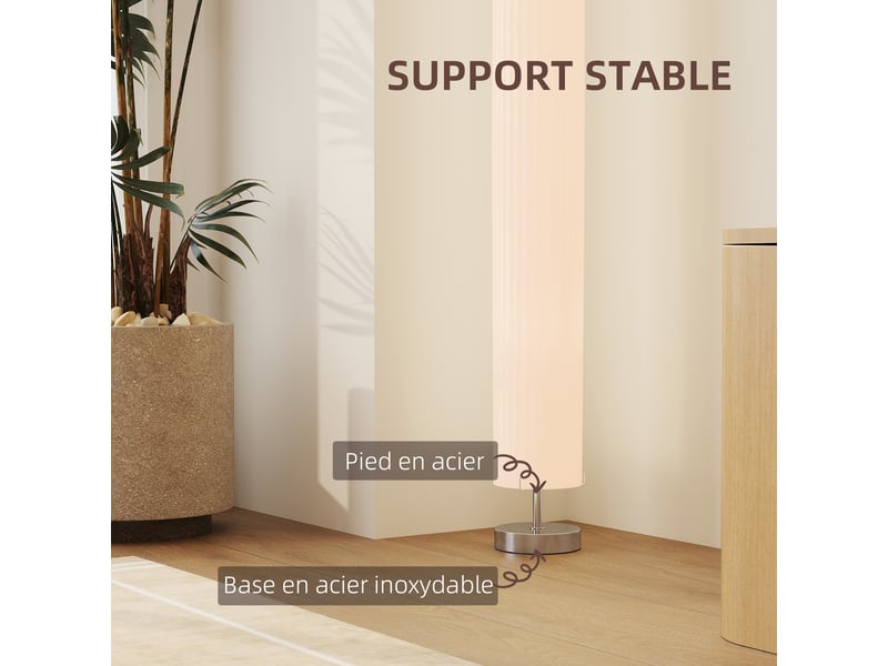  Lampe lampadaire colonne sur pied moderne lumière tamisée 40 w 14l x 14l x 120h cm blanc inox  - Conforama E