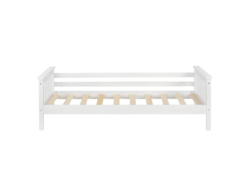  Lit pour enfant avec sommier à lattes structure en bois de pin blanc 70 x 140 cm 03_0005447  - Conforama D
