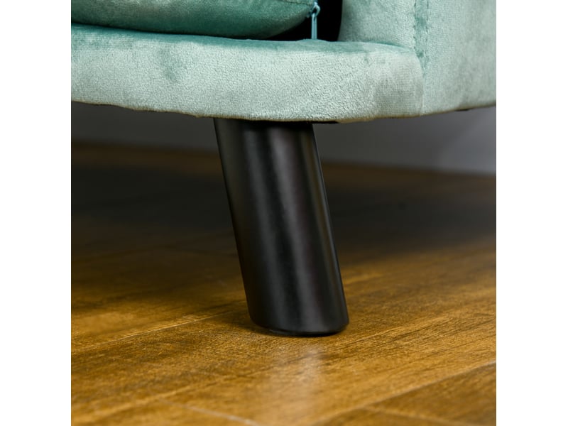 Canapé pour votre petit compagnon vert en tissu velours, dossier coquillage, 98,5 x 60,5 x 35,5 cm, assise surélevée et douce - Conforama E