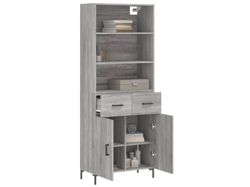  Buffet haut - bahut - meuble de rangement sonoma gris 69,5x34x180 cm bois d'ingénierie  - Conforama C