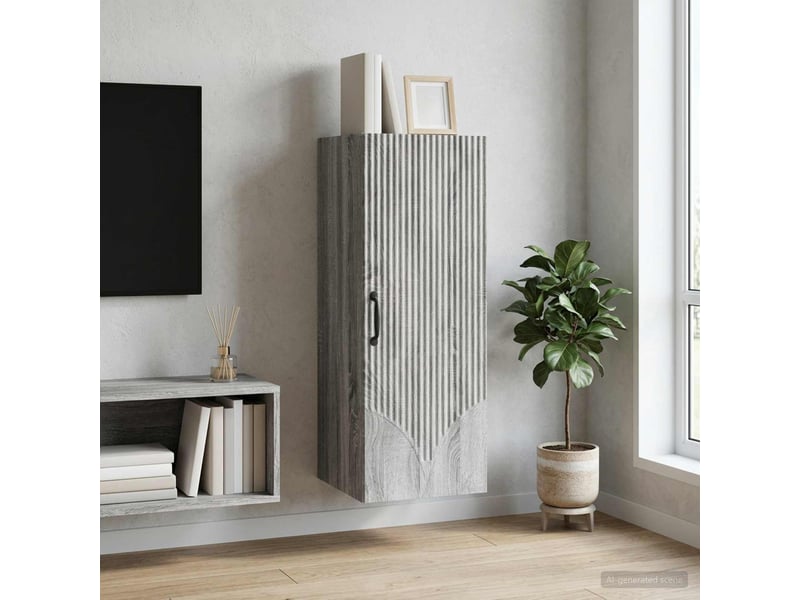  Armoire murale salon 33x34,5x90cm bois d'ingénierie sonoma gris shl2919  - Conforama B