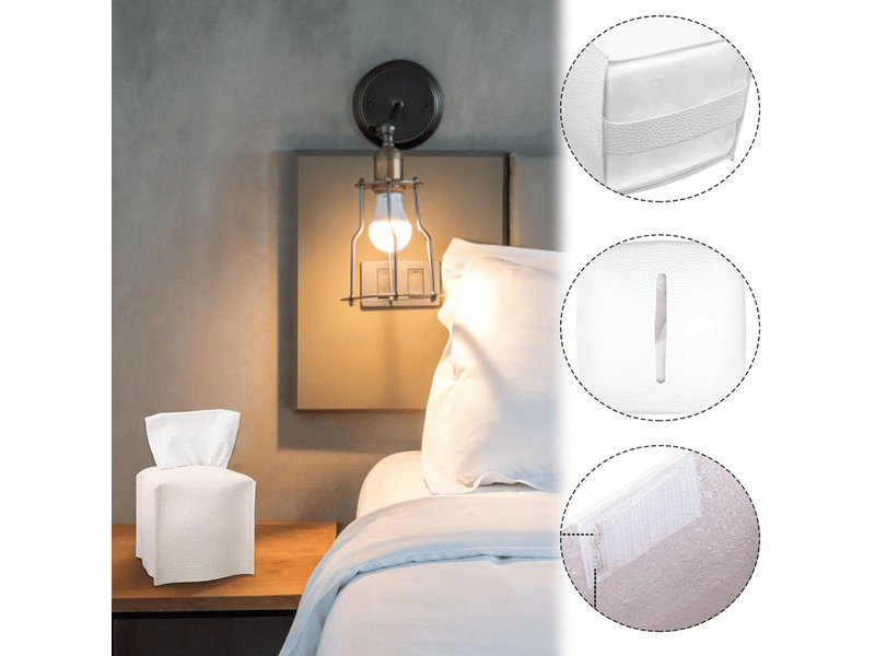 Boîte à mouchoirs carrée, boîte à mouchoirs moderne et imperméable en cuir pu avec bande inférieure, boîte à mouchoirs pliante décorative - Conforama D