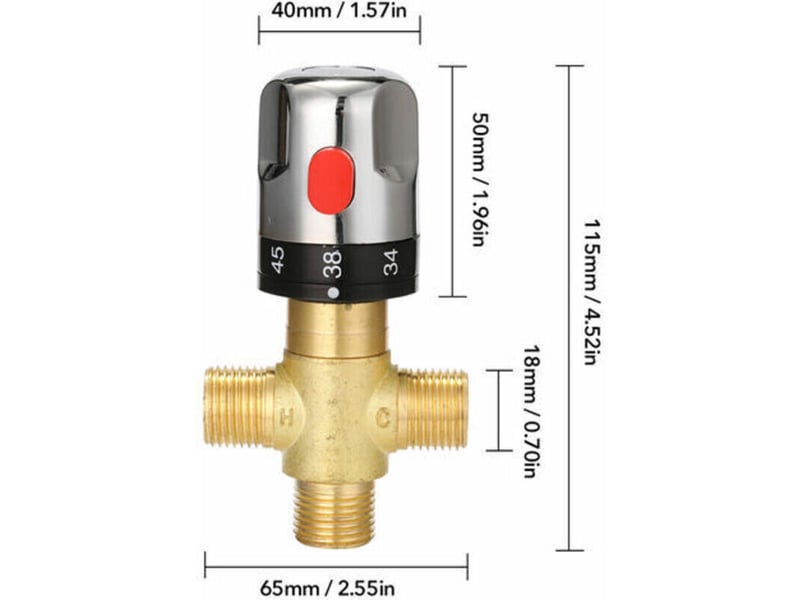  Mitigeur thermostatique solaire pour robinet de douche en laiton et cuivre  - Conforama C