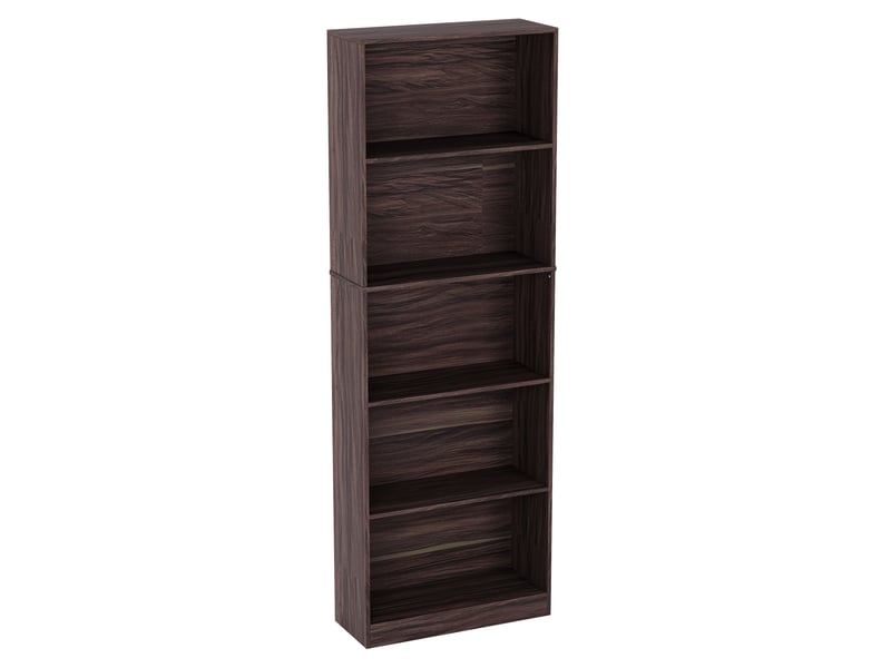 Cambridge bibliothèque extra large 5 niveaux, étagère de rangement, h175 x l60 x p24 cm, noyer 333625 - Conforama A