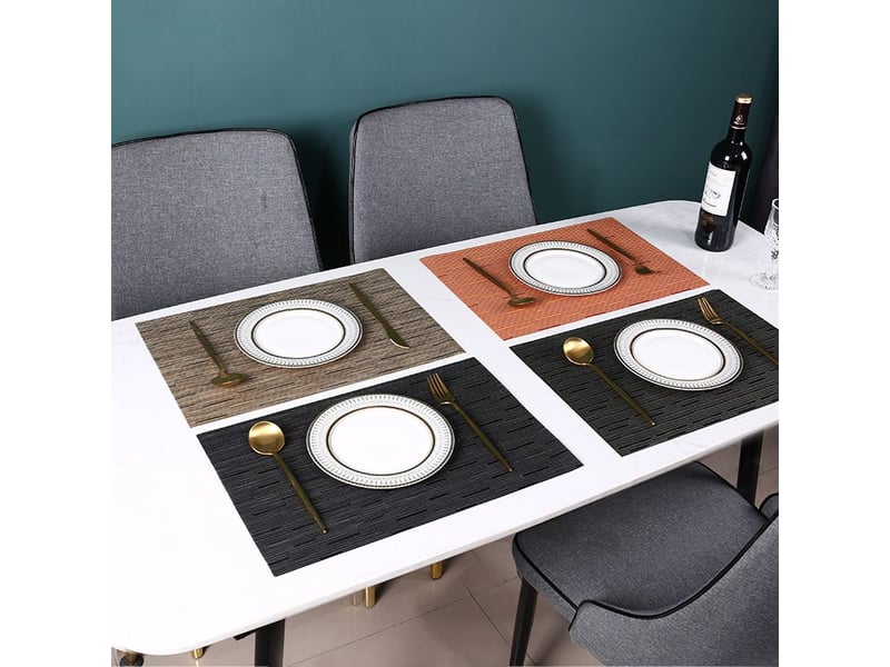  Lot de 6 sets de table noirs pour tables à manger sets de table lavables en pvc résistant à la chaleur, 45x30cm  - Conforama B