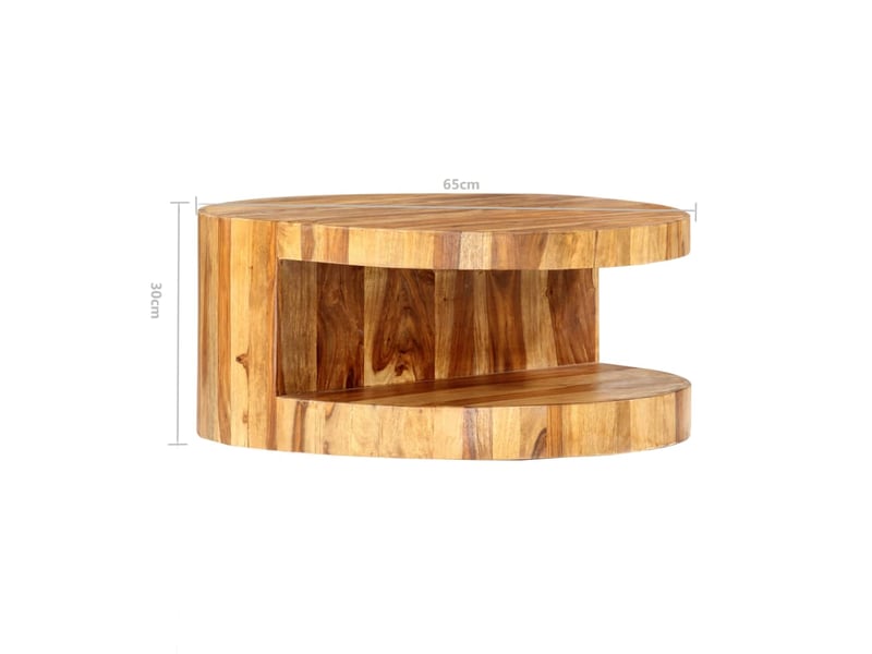  Vidaxl table basse ronde 65x30 cm bois solide  - Conforama C