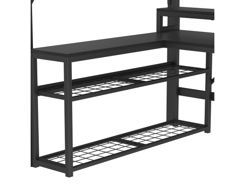Lit mezzanine métal noir 140x200 cm – bureau intégré, rangement, escalier avec rangement, led, usb - Conforama E