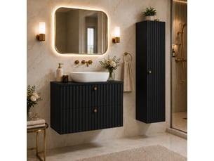 Meuble colonne suspendu de salle de bain bello noir 35 × 136 cm