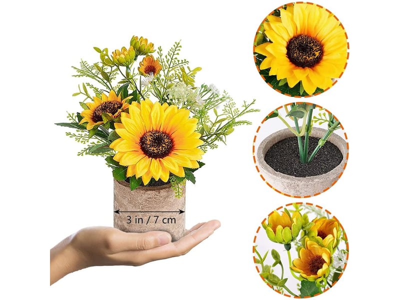  Pot de fleurs artificielles tournesol, décoration tournesol, fausse fleur jaune en pot, pour la maison, la salle de bain et la cuisine-aquaforge  - Conforama C