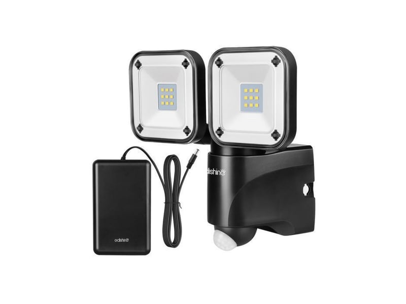  Projecteur exterieur led sans fil 800 lm 6000k pir ip44 2 tetes rotatives 370618_AABFD50284_6_DROPFR - Conforama A