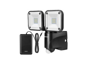 Projecteur exterieur led sans fil 800 lm 6000k pir ip44 2 tetes rotatives
