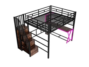 Lit mezzanine 160x200 cm OKWISH   coloris noir