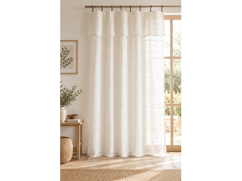 Rideau ajustable + 8 anneaux pince 140 x 270 cm polyester effet lin nia ivoire 15661 - Conforama A