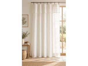 Rideau ajustable + 8 anneaux pince 140 x 270 cm polyester effet lin nia ivoire