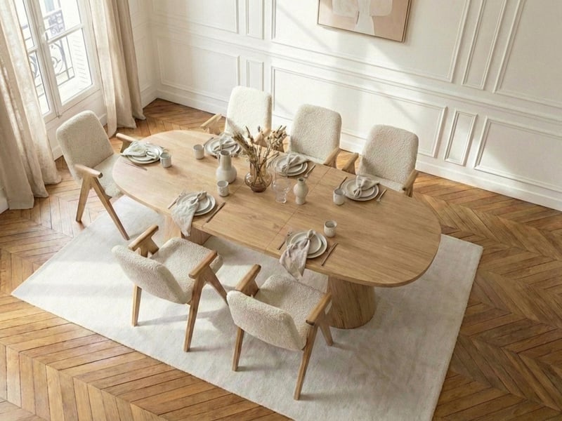  Bobochic ensemble mazargues avec table à manger extensible 200 à 300 cm + 6 chaises pagnol placage chêne massif marron clair MAZARGUES - Conforama C