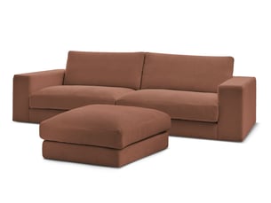 Canapé droit fixe BOBOCHIC LEONARD 4 places Velours orange