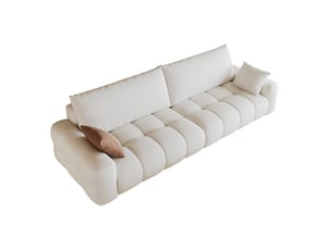 Canapé modulable modenvie 4 places avec méridienne réversible en tissu blanc crème 260 x 105 x 86 cm