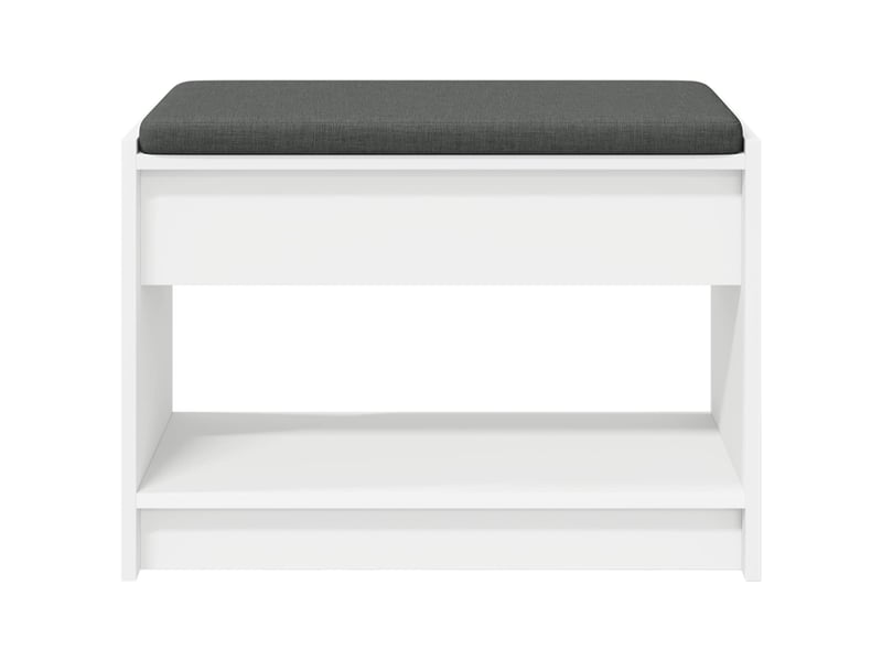  Banc d'entrée blanc 63x38x45 cm bois ingénierie et tissu  - Conforama E