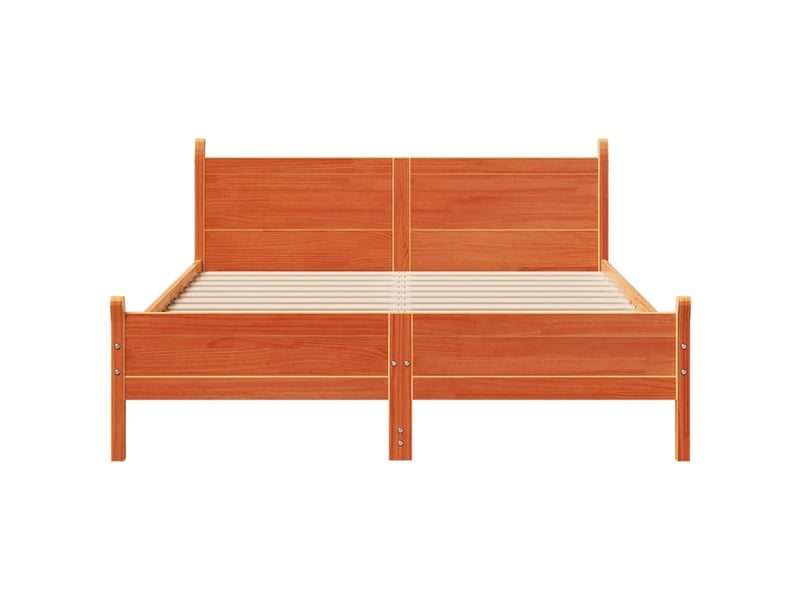 Lit double- lit adulte - cadre de lit sans matelas marron 150x200cm bois pin massif - Conforama C