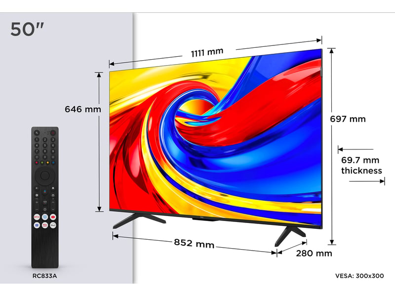  Tcl europe - tv 4654` qledqnedmini led 4k 50p7l  - Conforama D