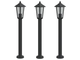 Lampadaires d'extérieur 3 pcs 80 cm acier inoxydable noir 02_0042553