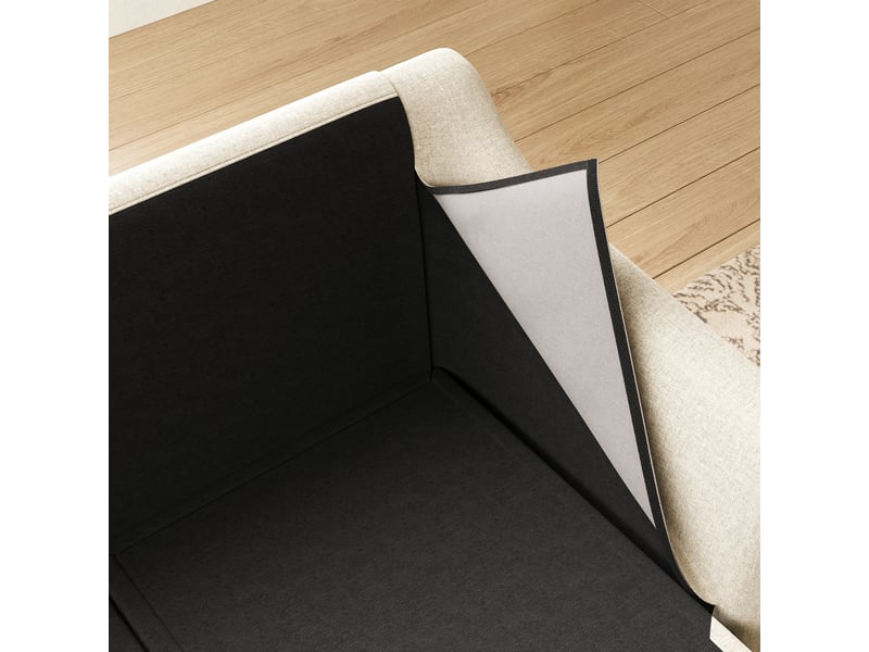  Canapé d'angle en l 4 places 274 cm beige en coton-lin, méridienne coffre et housses lavables Fay Lum - Conforama E