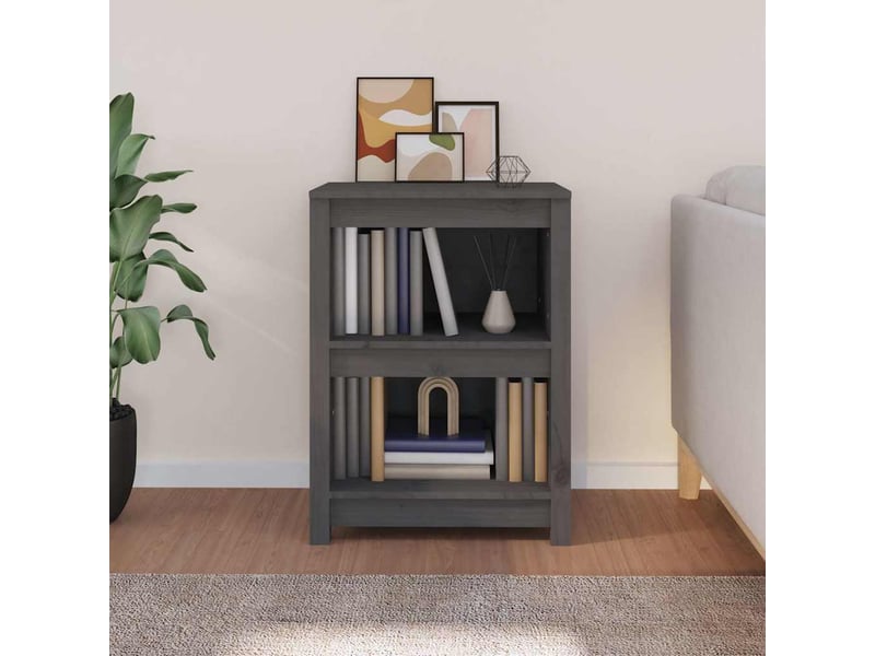  Bibliothèque, meuble de rangement salon gris 50x35x68 cm bois de pin massif  - Conforama C