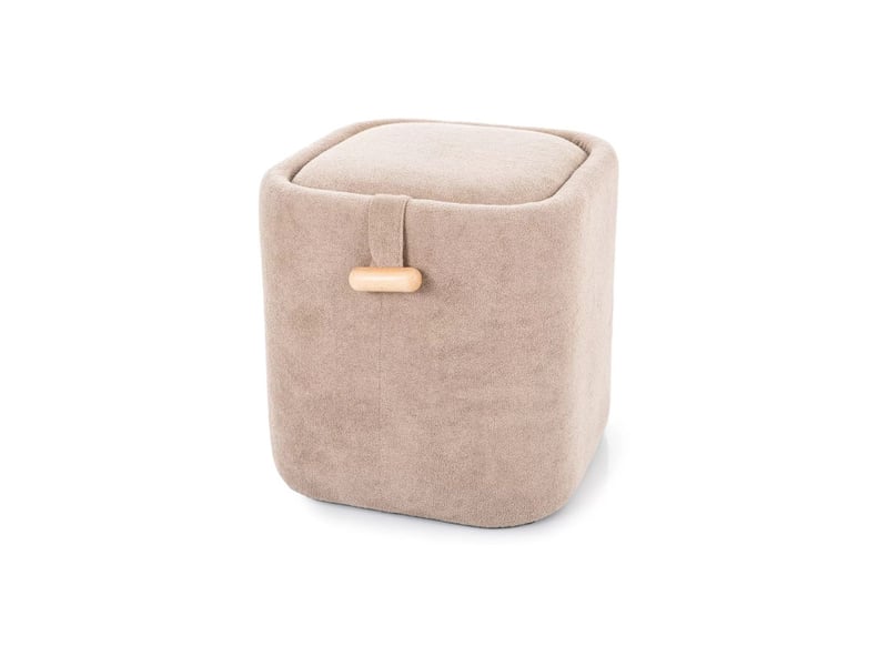  Pouf avec rangement en tissu - gamme nap - taupe  - Conforama A
