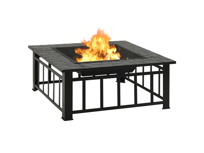  Brasero exterieur, foyer camping avec tisonnier 79x79x46,5 cm xxl acier  - Conforama D